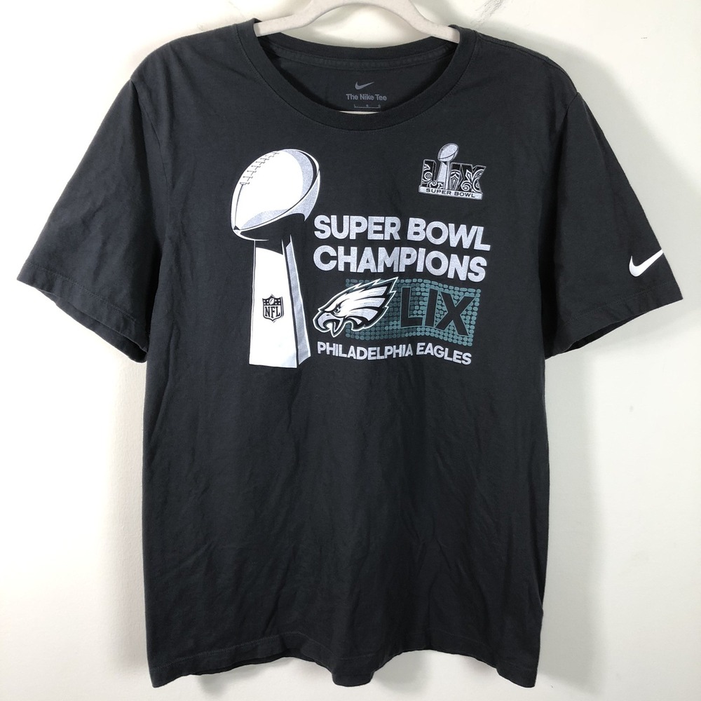 Philadelphia Eagles Nike Tee Super Bowl LIX Champions T-shirt Sz L Gray